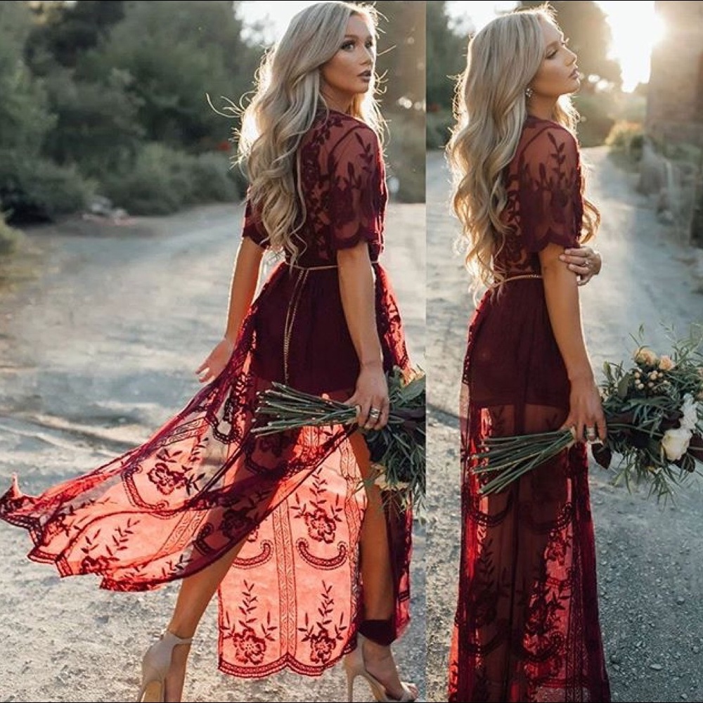 Lovely wine lace maxi